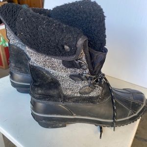 Khombu Girls Fur Trim Lace-Up Winter Snow Boots Size 8M Black